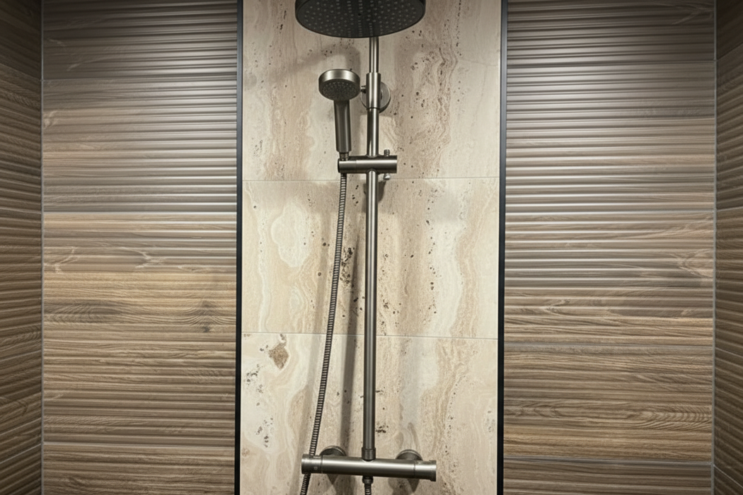 Drewno Brown Ceramic Tiles Lines and Chevron 59x8x29.8cm