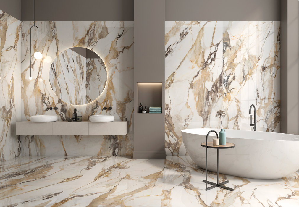 Imperial Cascade Marble Beige Gloss tiles 60x60 and 60x30cm