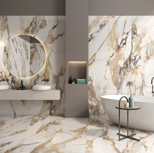 Imperial Cascade Marble Beige Gloss tiles 60x60 and 60x30cm