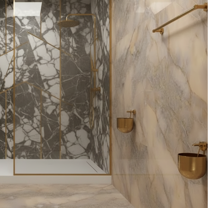 Luminous Topaz Polished Onyx Gold Effect Porcelain Matt and Polished Tiles 
