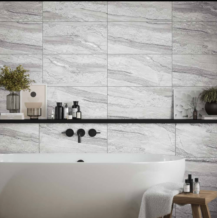 Travertine Grey Matt Ceramic Wall Cut Sample