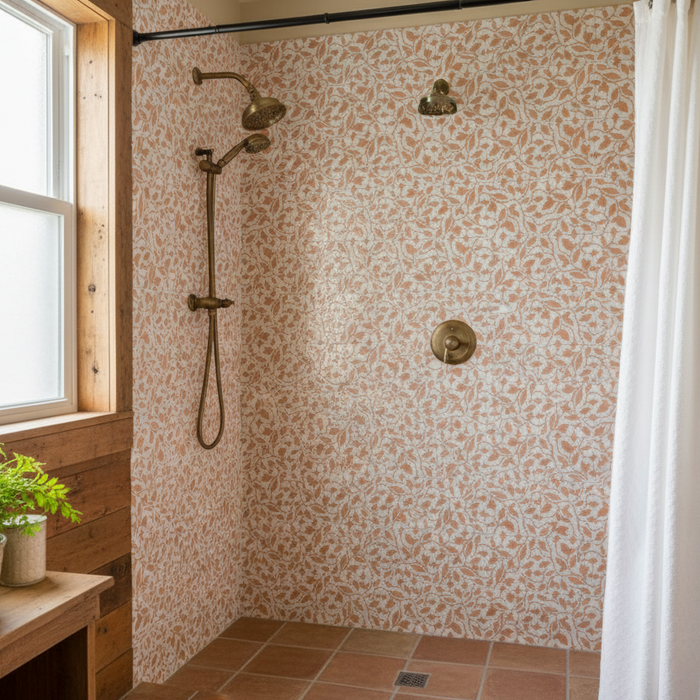 Tahoe Botanical Ornament Coral Porcelain tiles 20x20cm