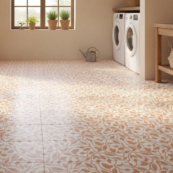 Tahoe Botanical Ornament Coral Porcelain tiles 20x20cm