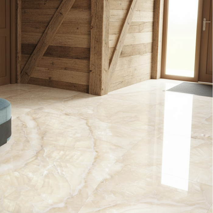 Luminous Topaz Onyx Ivory Porcelain Matt and Polished Tiles - 60x120cm