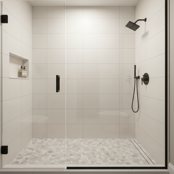 Riverstone White Flat Cut Pebble Mosaic 305x305mm