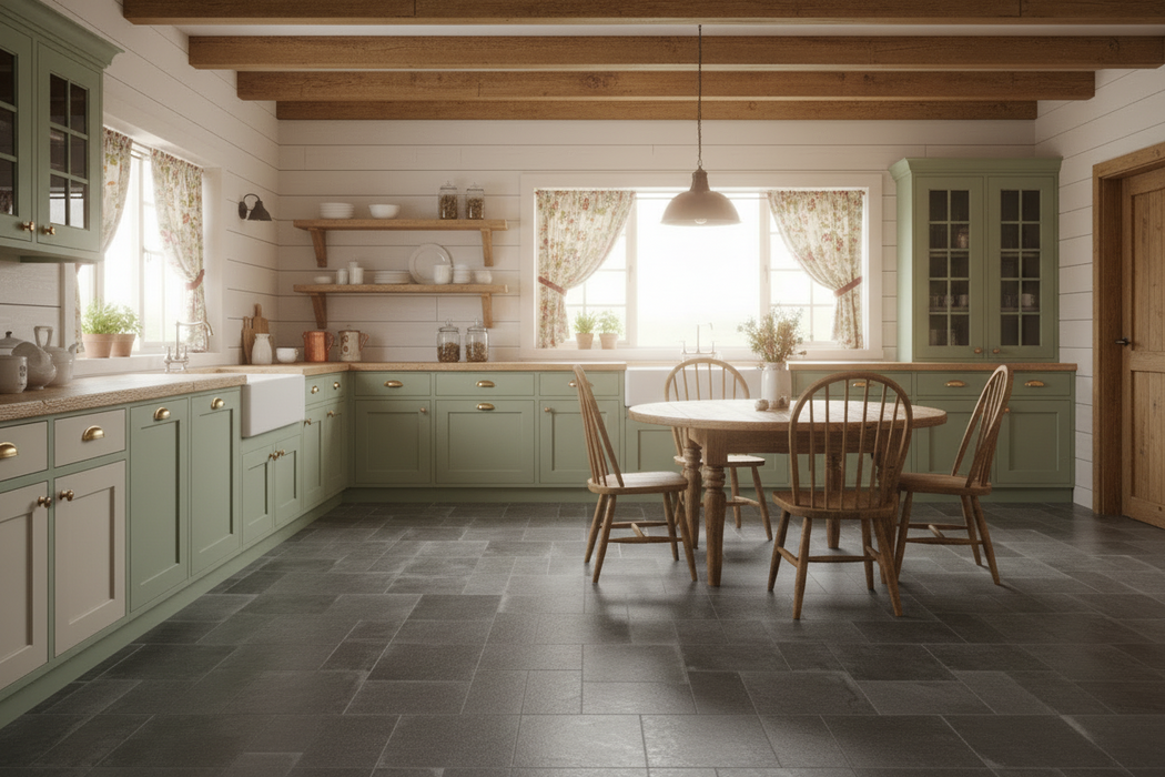 Vulcania Tumbled Stone Effect Slate Porcelain Tiles