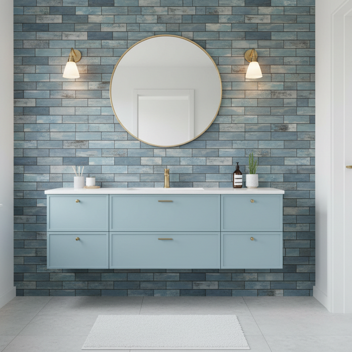 Driftwood Blue Mosaic Wall 350x300x8mm