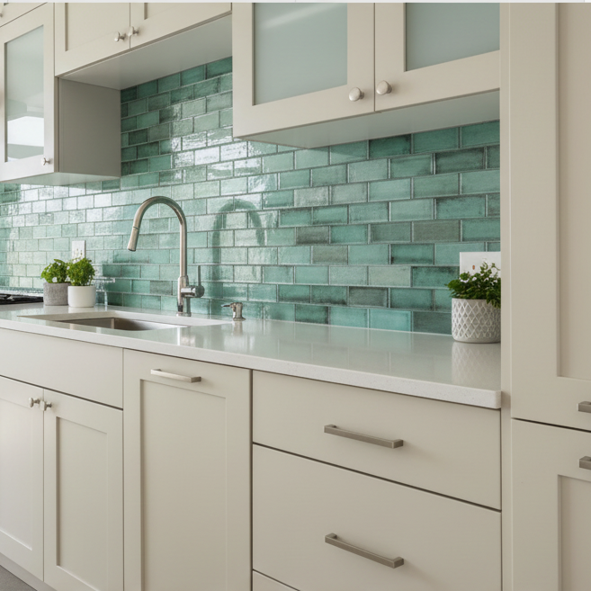 Rainfall Green Mosaic Wall 350x300x8mm