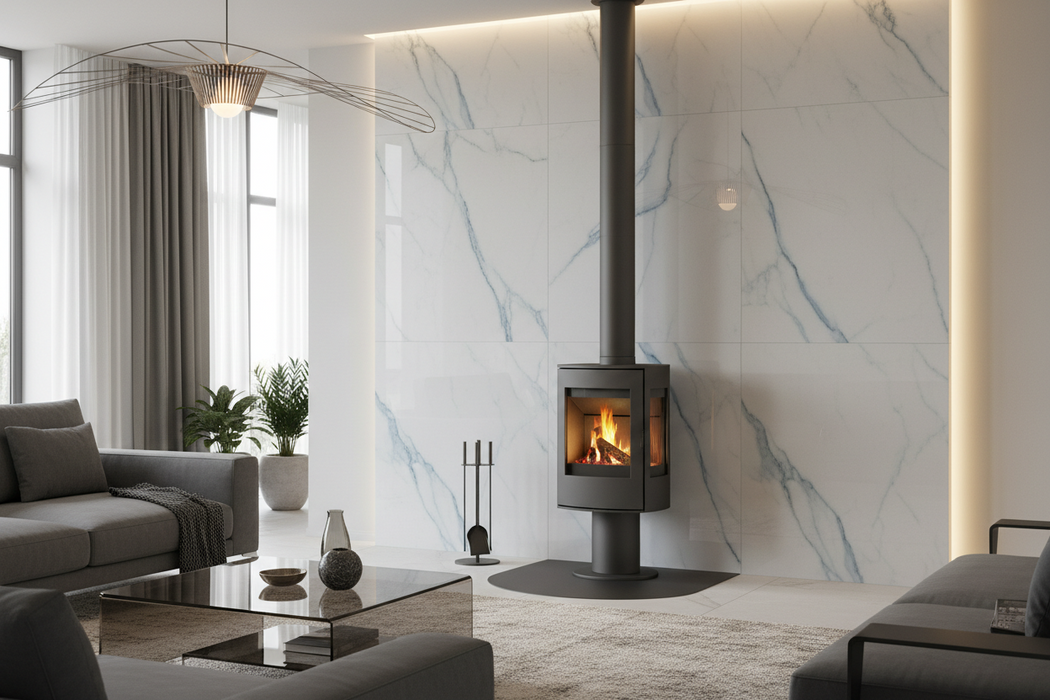 Light Carrara Blue Marble gloss and matt porcelain tiles 60x60cm, 60x120cm