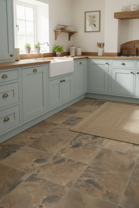 Keystone Mocha Slate Effect Matt Porcelain Floor Tile 600x400mm