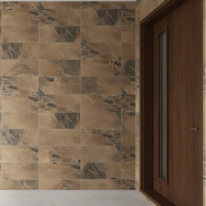 Keystone Mocha Slate Effect Matt Porcelain Floor Tile 600x400mm