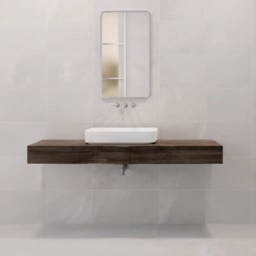 Lita Eco Large Format White Stone cut sample - TILEJOB.CO.UK