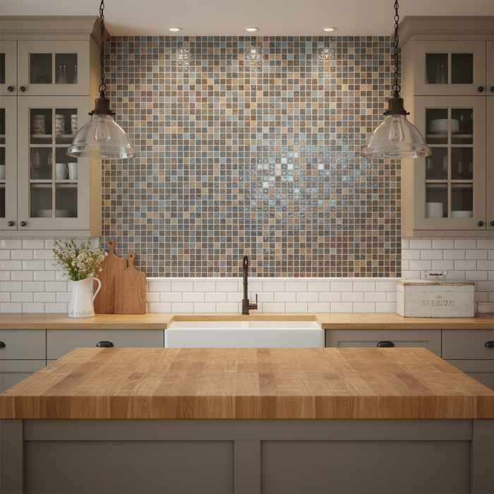 Lustre Brown Mosaic Wall 300x300x8mm