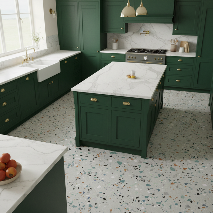 White terrazzo celleno 60x60cm