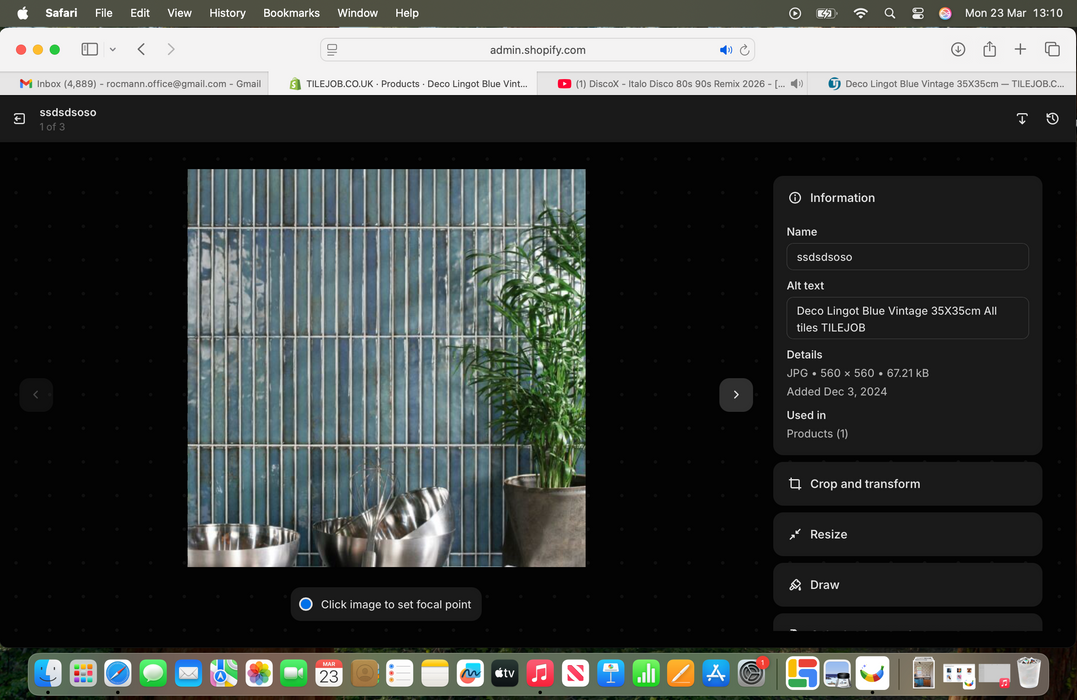 Deco Lingot Blue Vintage 35X35cm