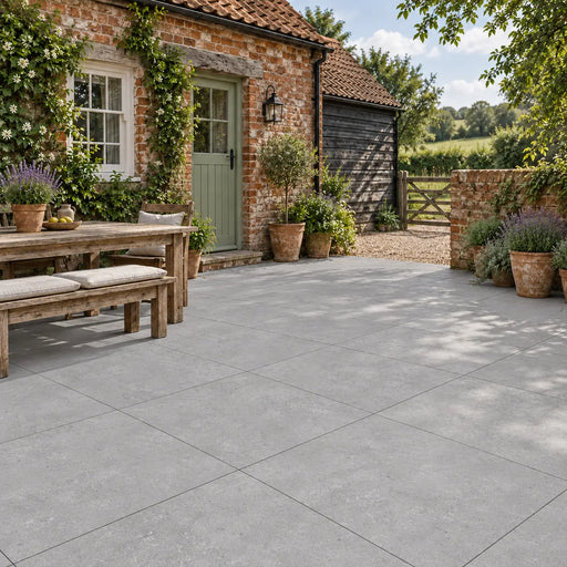 Makira Outdoor Light Grey Concrete Effect Floor Tiles 60x60cm