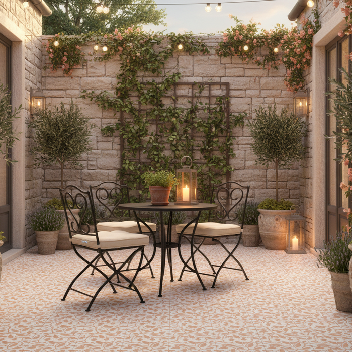Tahoe Botanical Ornament Coral Porcelain tiles 20x20cm 
