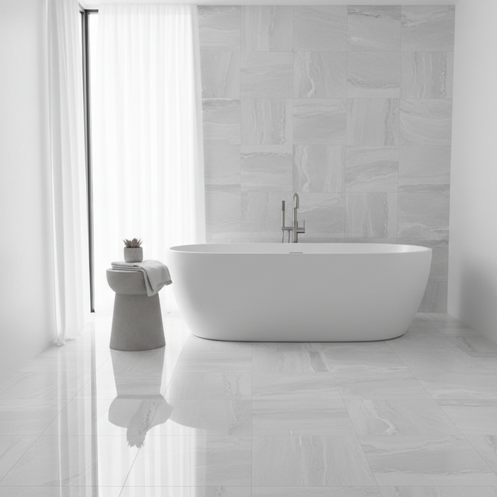 Whitehall Blanco Gloss Large Marble Effect Porcelain Tiles 90x90cm