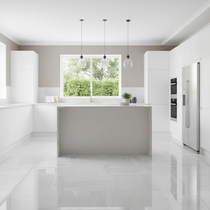 Whitehall Blanco Gloss Large Marble Effect Porcelain Tiles 90x90cm