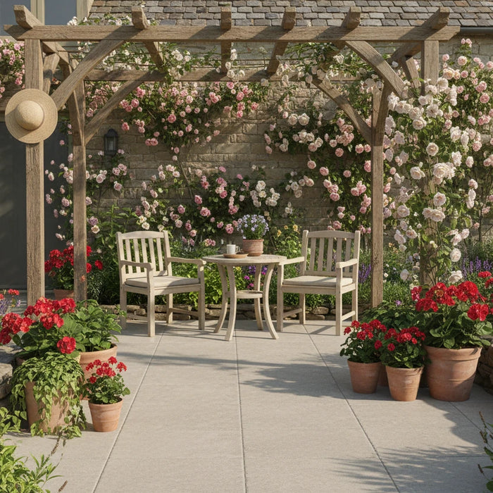 Yorkshire Antique Ivory Tumbled Effect Outdoor Porcelain Tiles