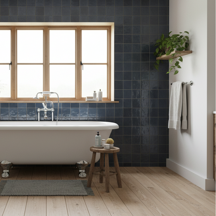 Zellige Morocco Navy Blue Wall Tiles 10×10cm