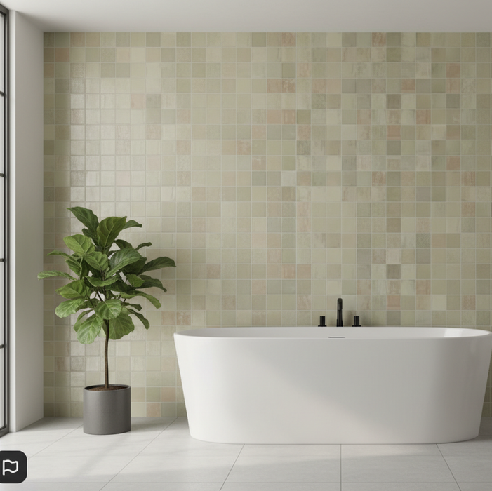 Zellige Morocco Sage Green Wall Tiles 10×10cm