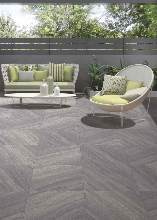 Arian Outdoor Anthracite Stone Effect Floor Tiles 60x60cm