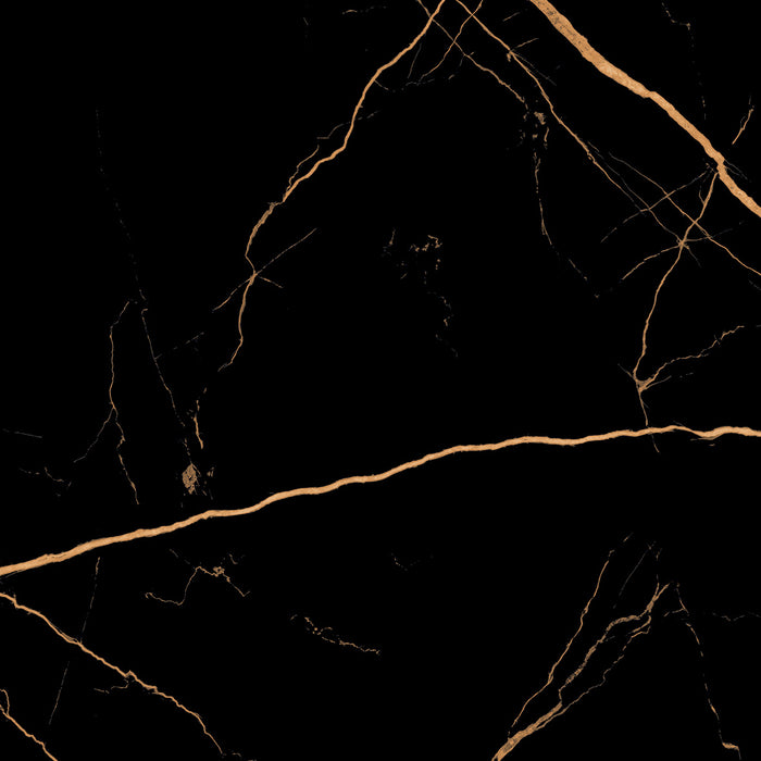 Golden Black Marble Effect Polished Porcelain Matt tiles cut sample