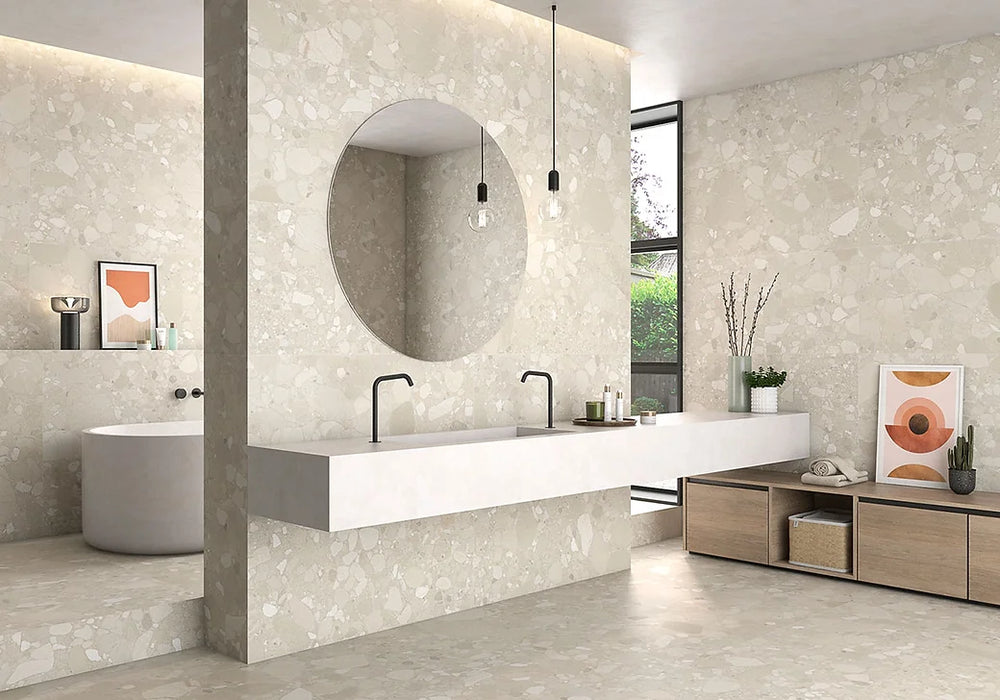 Piazza blanco terrazzo porcelain tiles 60x120cm