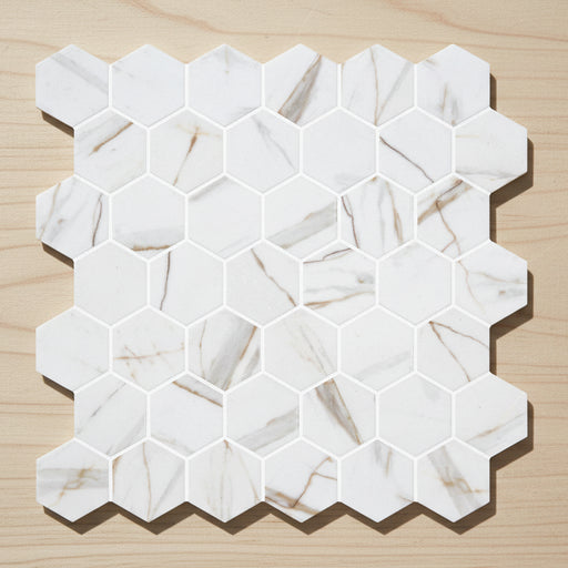 Hex XL Calacatta Gold Matte Mosaic
