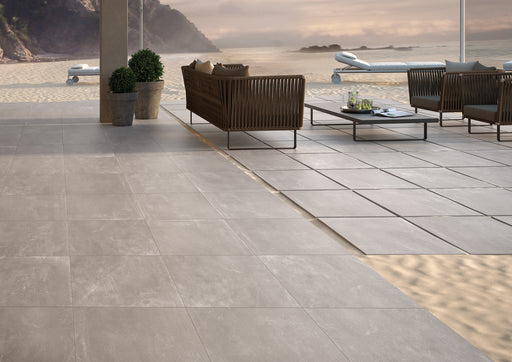 Makira Outdoor Light Grey Concrete Effect Floor Tiles 60x60cm