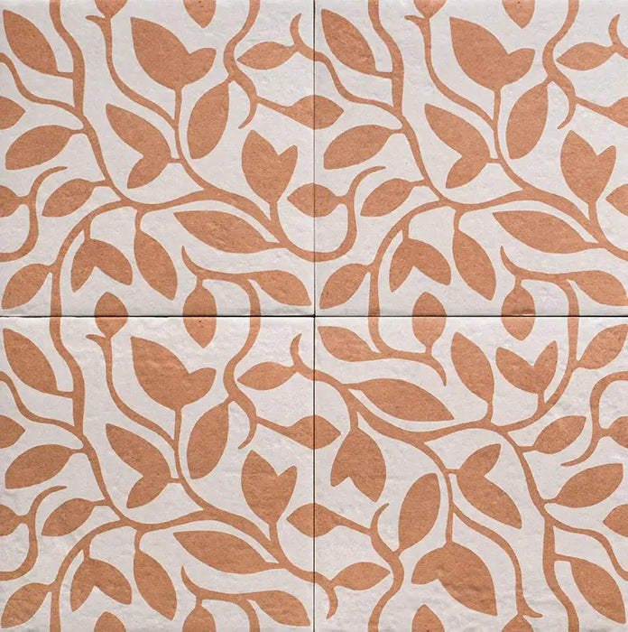 Tahoe Botanical Ornament Coral Porcelain tiles cut sample
