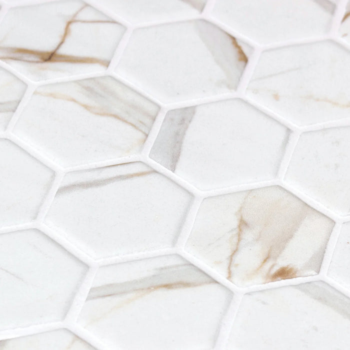 Hex XL Calacatta Gold Matt Mosaic 28.6x28.4