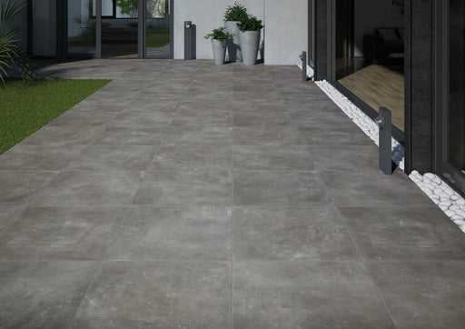 Makira Outdoor Dark Grey Concrete Effect Floor Tiles 60x60cm