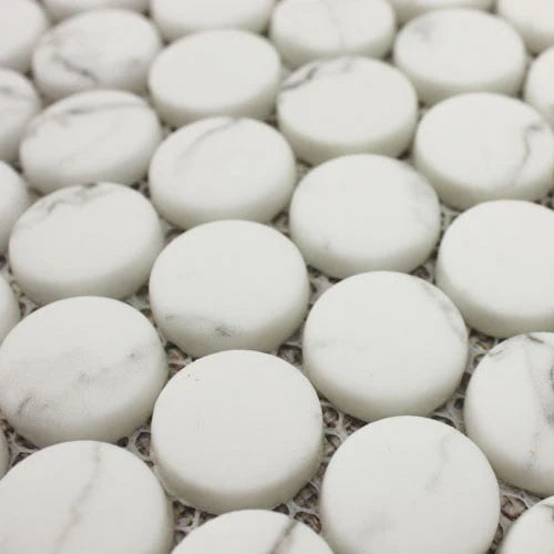 Ritz Statuario Round Mosaic tiles  31.5x29cm