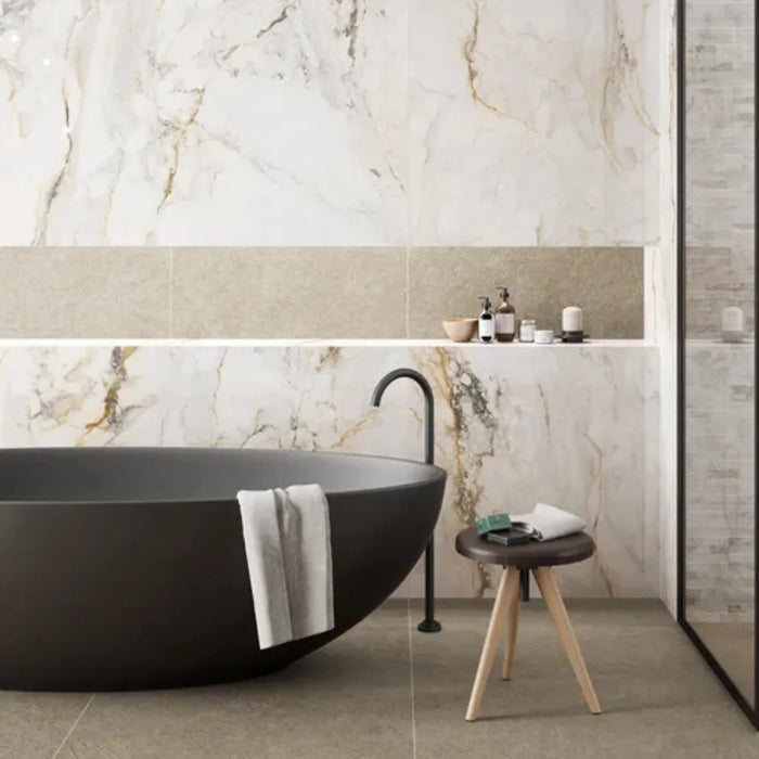 Pisa Gold Gloss Gloss Large Format Marble Effect Porcelain Tiles 90x90cm