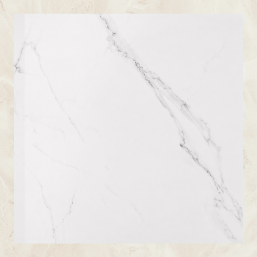 Matera White Gloss Large Format Marble Effect Porcelain Tiles 90x90cm