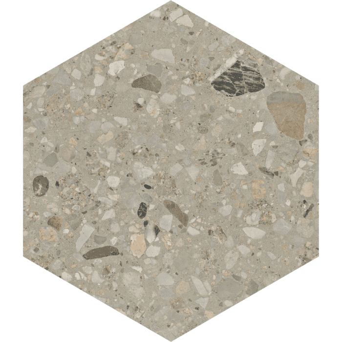 Hive Stone Terrazzo Grey Hexagon tile 250x216cm