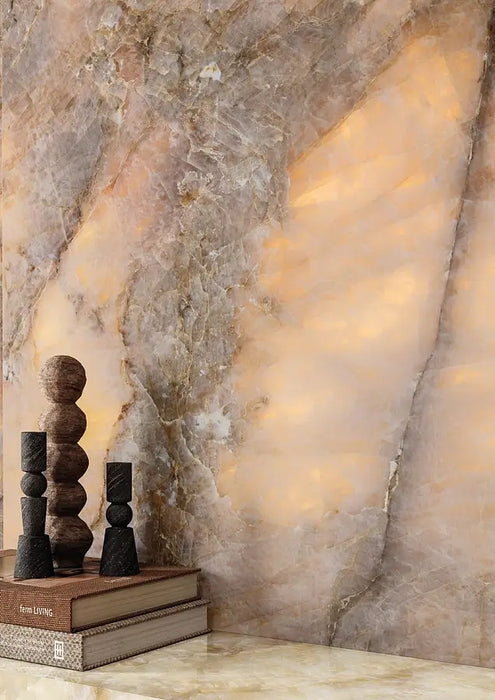 Luminous Topaz Polished Onyx Gold Effect Porcelain Matt and Polished Tiles - 60x120cm