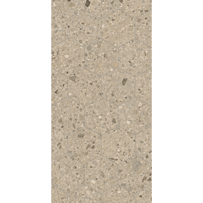 Hive Stone Terrazzo Beige Hexagon tile 250x216cm
