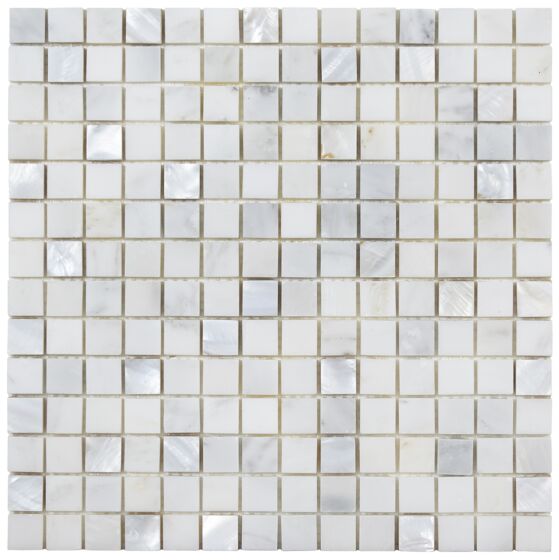 Carrara Pearl Small Squares Mix Marble Mosaic