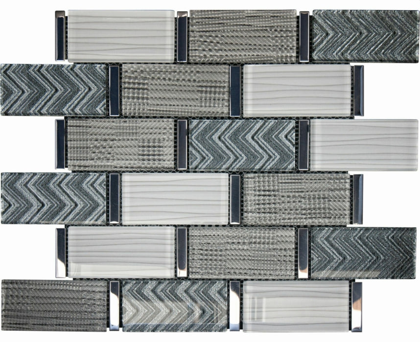 Textile Grey Chevron Brick cut sample