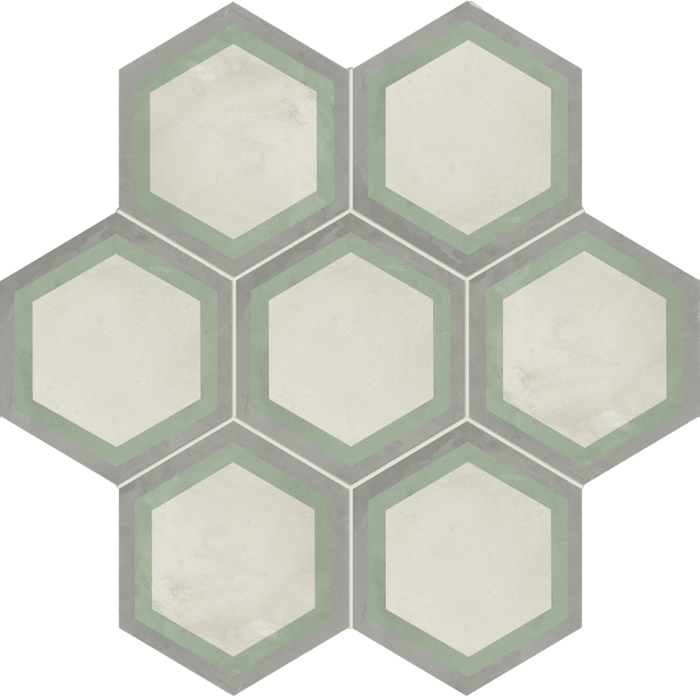 Vive Honey Green Hexagon tiles cut sample