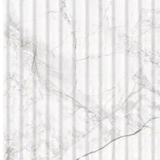 Stonehouse Zenetti Studio White Decor Marble Effect Fluted Wall Tiles Gloss cut sample TILEJOB.CO.UK