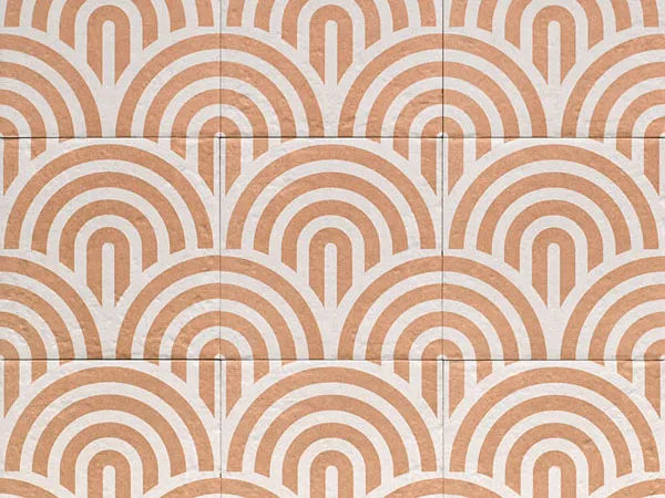 Tahoe Roman Ornament Coral Porcelain tiles 20x20cm