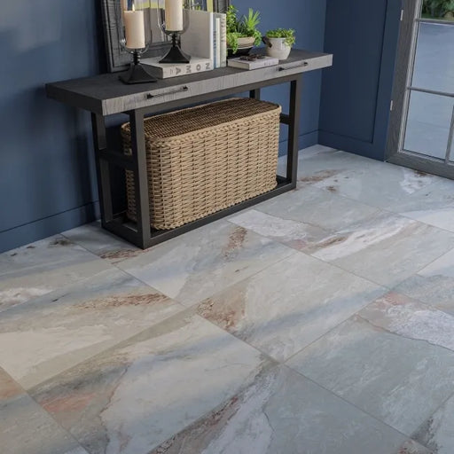 Burbank Storm Light Grey Stone Effect Porcelain Wall and Floor Tiles 600x400mm