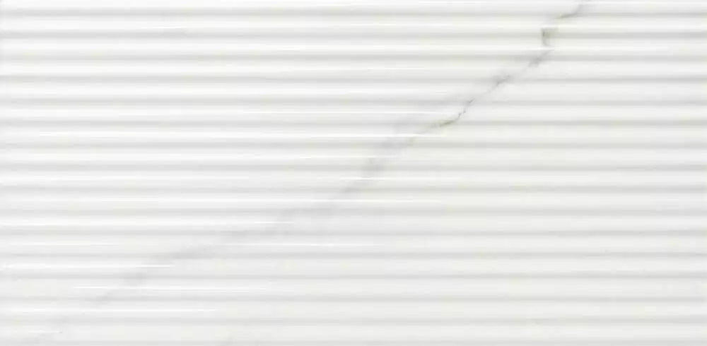 Curve Fluted Marble Effect White Decor Wall Tiles Gloss 30x60cm