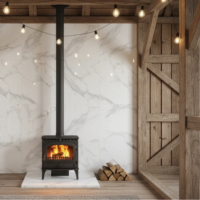 Forum White Marble Matt Porcelain Tiles 100x100cm