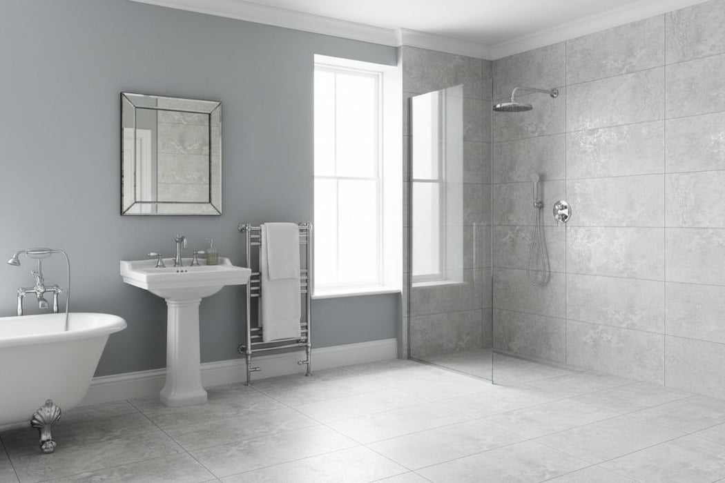 Ronda Pearl porcelain tiles cut sample TILEJOB.CO.UK