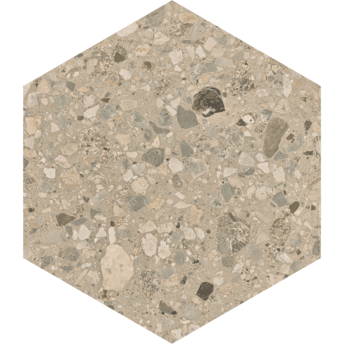 Hive Stone Terrazzo Beige Hexagon tile 250x216cm